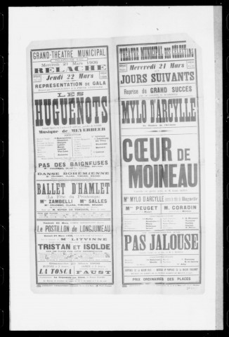 Hamlet (Ballet d') : ballet. Représentation de gala donnée par l'Association de la presse lyonnaise. Compositeur : Ambroise Thomas. (Grand-Théâtre).