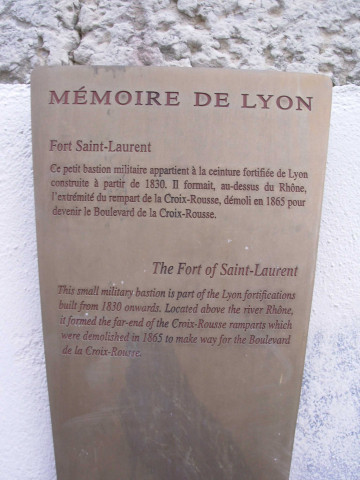 Plaque du fort Saint-Laurent.