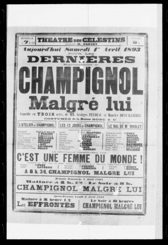 Champignol malgré lui : comédie en trois actes. Auteurs : Georges Feydeau et Maurice Desvallières.