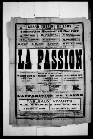 Passion (La) : drame biblique à grand spectacle en huit tableaux. Compositeur : Desjoyeaux. Auteurs du livret : Casimir et Comer.