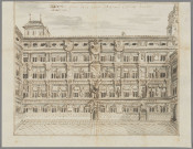 Décor peint en trompe l'œil de la cour intérieure du collège des Jésuites dit de la Trinité à Lyon.
