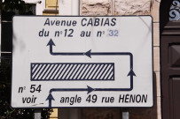 Rue Jacquard et rue Cabias, panneau de direction.