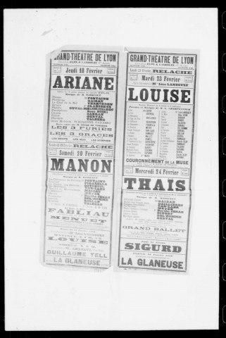 Manon : opéra-comique en cinq actes et six tableaux. Compositeur : Jules Massenet. Auteurs du livret : Henri Meilhac et Philippe Gilles.