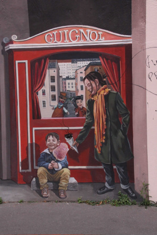 Boulevard des Canuts, mur des Canuts, détail.