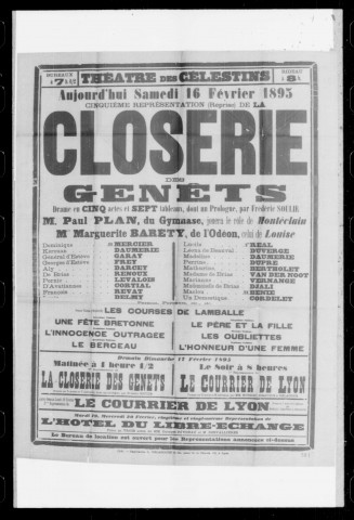 Closerie des genêts (La) : drame en cinq actes et sept tableaux dont un prologue. Auteur : Frédéric Soulie.