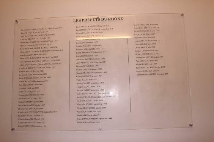 Plaque de liste des Préfets.