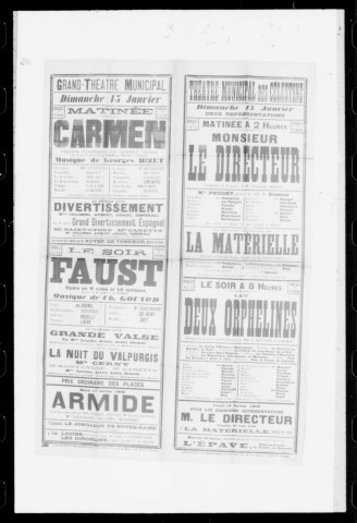 Faust : opéra en cinq actes et douze tableaux. Compositeur : Charles Gounod. Auteurs du livret : Carré et J. Barbier. (Grand-Théâtre).