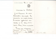 Note adressée au secrétaire des musées de Lyon, accompagnant des documents (soumission, mémoire, copie du mémoire).