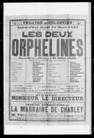 Deux orphelines (Les) : drame en cinq actes et huit tableaux. Auteurs : A. Dennery et Cormon.