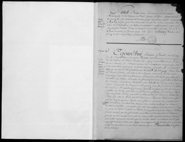 Séances du 1er floréal An V au 9 germinal An VII.