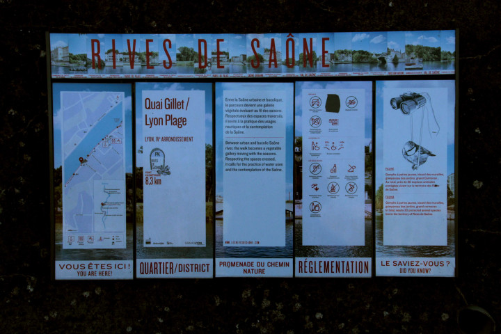 Lyon plage, panneau explicatif.
