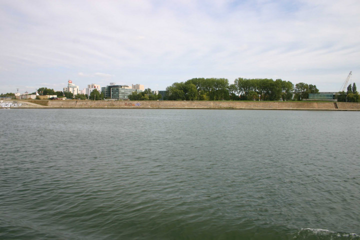 Vue sur les berges du Rhône prise depuis le confluent.