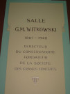 Plaque de la salle de G.M. Witkowski.