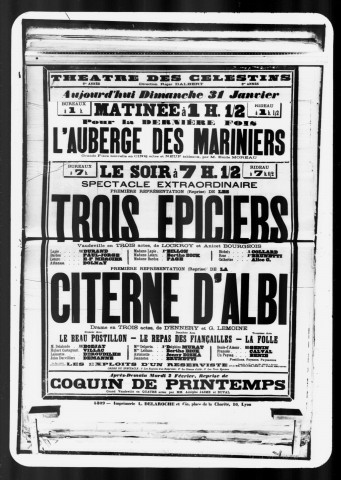 Trois épiciers (Les) : vaudeville en trois actes. Auteurs : Lockroy et Anicet Bourgeois.