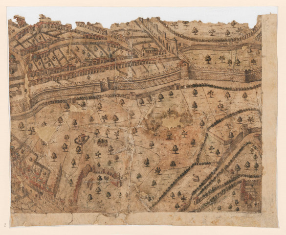 Plan scénographique de Lyon vers 1550.