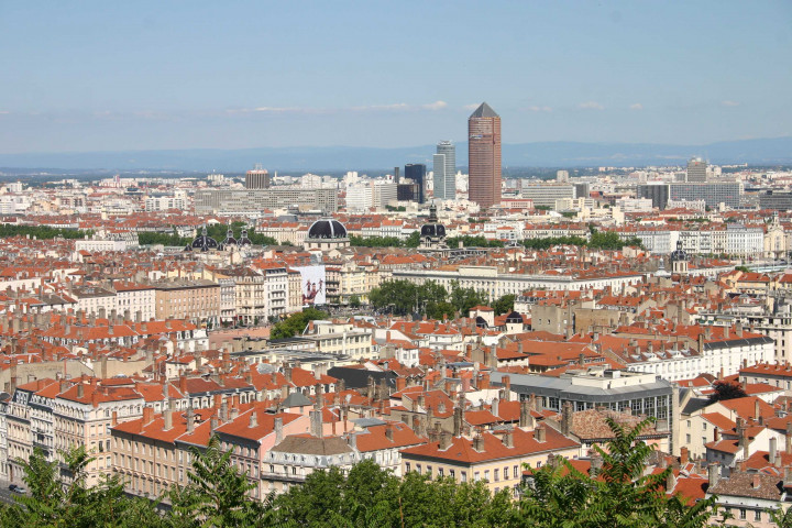 Vue de Lyon prise depuis le jardin.