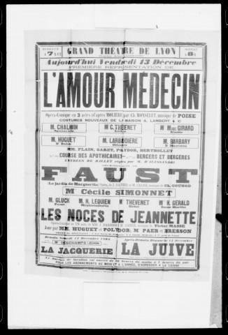 Noces de Jeannette (Les) : opéra-comique en un acte. Compositeur : Victor Massé. Auteurs du livret : Jules Barbier et Michel Carré.