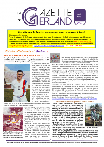 La Gazette de Gerland, n° 74, avril 2023