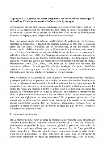 Autour de l'expérience lyonnaise du Pyroscaphe de Jouffroy d'Abbans (15 juillet 1783) et les débuts de la navigation à vapeur