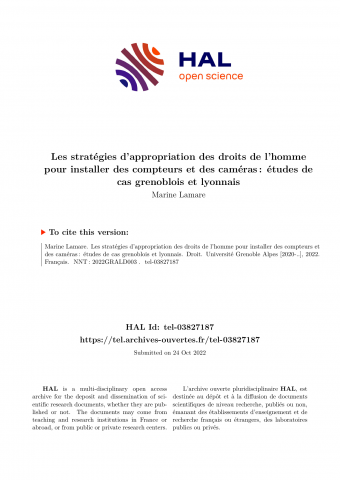 Les stratégies d'appropriation des droits de l'homme pour installer des compteurs et des caméras : études de cas grenoblois et lyonnais