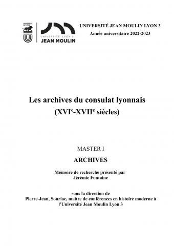 Les archives du consulat lyonnais (XVIe-XVIIe siècles)