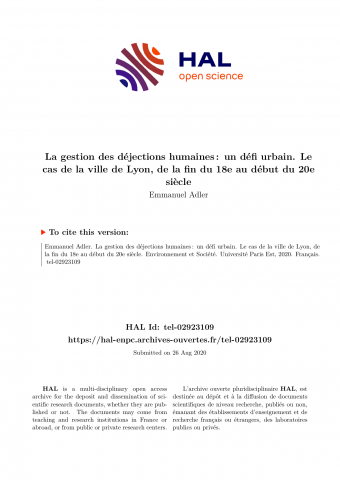 La gestion des déjections humaines: un défi urbain. Le cas de la ville de Lyon, de la fin du 18e au début du 20e siècle