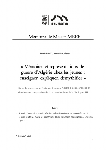 Mémoires et représentations de la guerre d'Algérie chez les jeunes