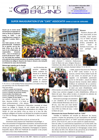 La Gazette de Gerland, n° 90, octobre-novembre 2024