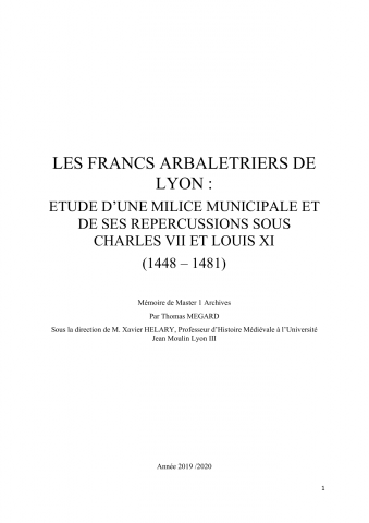 Les francs arbalétriers de Lyon
